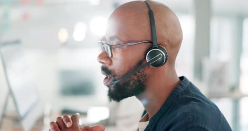 Call center, businessman and consulting with communication and telemarketing for customer service