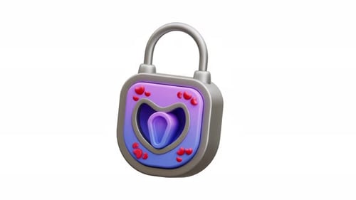 3D Animation Love Padlock With Heart Shape