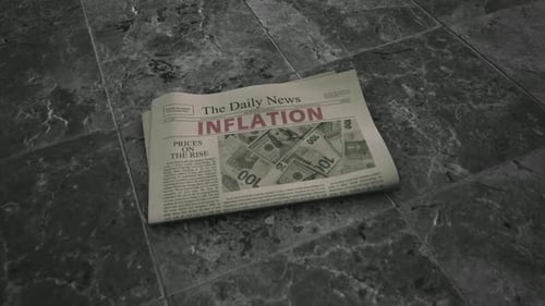 Animated Newspaper Headline Revealing Inflation and Dollar Bills