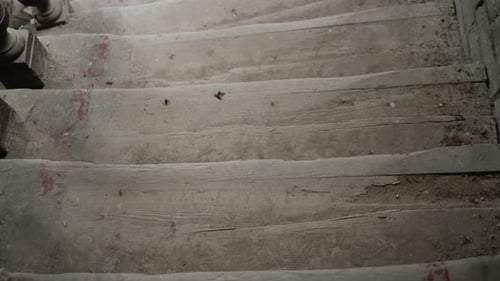 Old Wooden Stairs Showing Wear and Decay