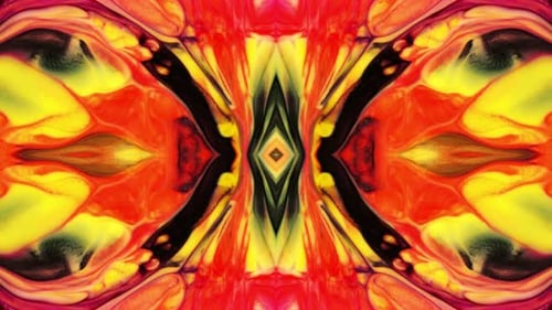 Vibrant Abstract Fluid Ink Kaleidoscope Motion Background