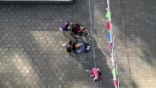 Volunteers on a walk with wheelchair users
