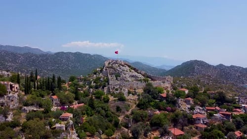 Luftaufnahme von Simena Castle in Kalekoy 4K