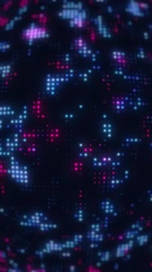 Vertikales Video - Technologiehintergrund für neonfarbene digitale Datenlichter