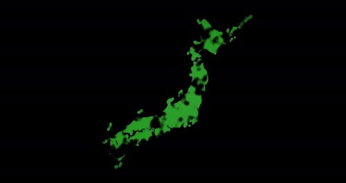 Digital Dot Grid Map of Japan Animation