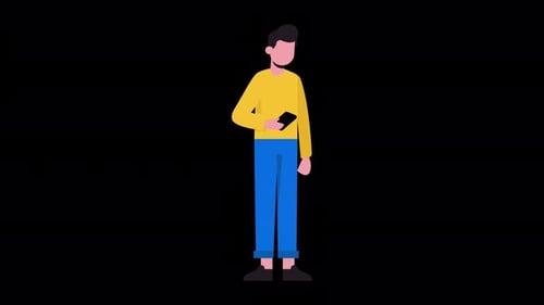 Flat Design Animation of Man Using Smartphone