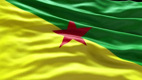 Realistic French Guiana Flag Waving Loop Animation