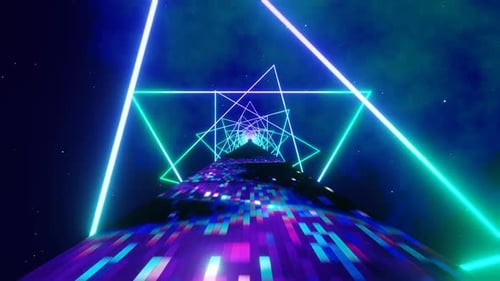 Animation en boucle de fond turquoise et violet du pont spatial en HD