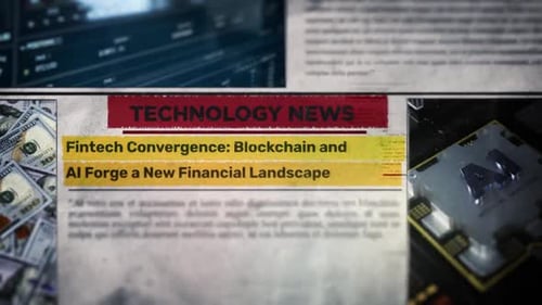 Fintech News Headline Reveal with AI Chip and Money