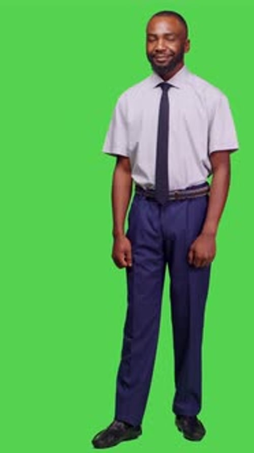 Vertical Video Front View of African American Businessman Posing in Studio