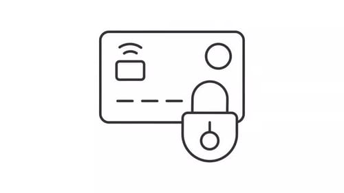 Animated Credit Card Security Lock Line Icon