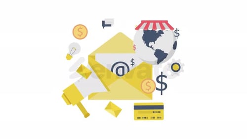 Digital Marketing and E-commerce Flat Design Concept Animation