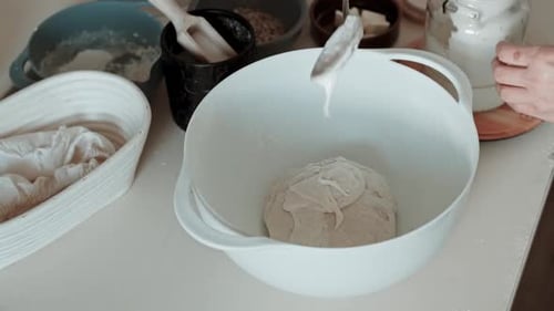 Preparing Dough in a Bowl
