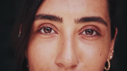 Extreme Close-up of Smiling Woman's Face
