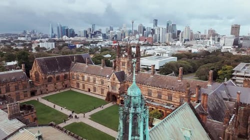 Sydney University 4K footage drone shot 4