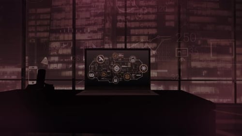 Infographic of the AI Functionality Structure Displayed on a Laptop Screen