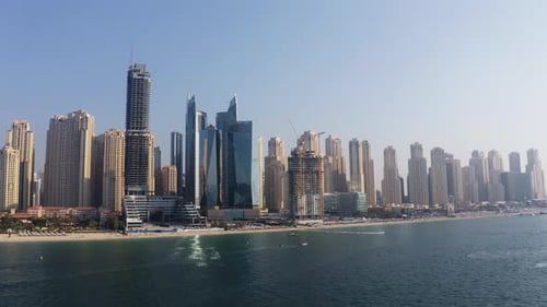 Aerial View of Dubai Marina and JBR Beach Skyscrapers