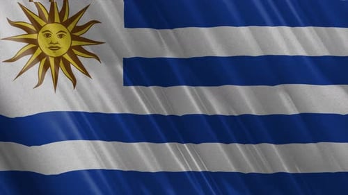 Realistic Waving Flag of Uruguay Seamless Loop