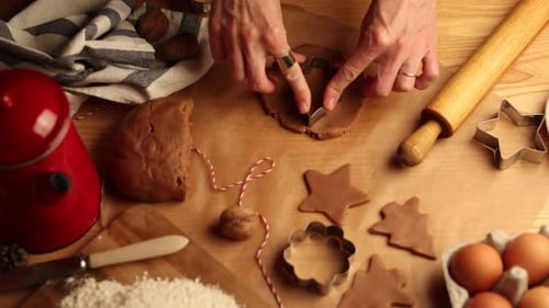Preparing Gingerbread Cookies for Christmas Holiday Season