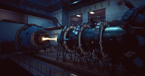 High-Tech Energy Beam Reactor Core Animation