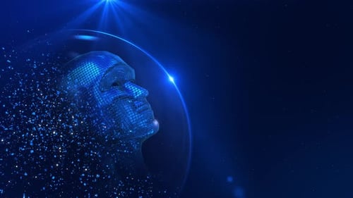 Animación de gráficos redondos complejos de Big Data. Universo de computación cuántica. Ciberespacio de la tecnología de inteligencia artificial.