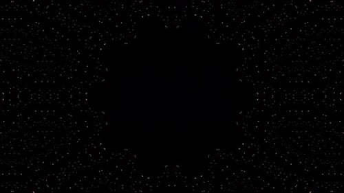 Animated 3D abstract.Curved lines and colorful light points black background,seamless circle