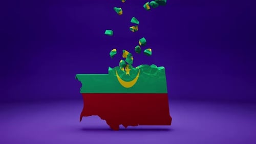 Mauritania Map Flag Reveal Animation With Geometric Pieces