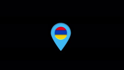 Armenia Flag 3D Map Pointer Icon Animation