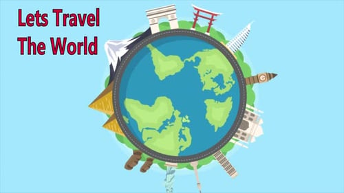 Animated World Globe with Famous Travel Landmarks
