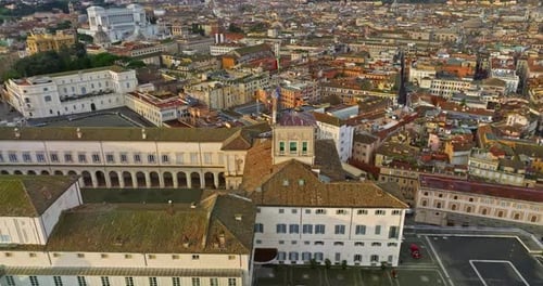 Aerial View Rooftops of the City of Rome Italy Establishing Shot of the Capital's Skyline Drone