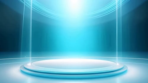 podium Futuristic showcase with platform for product displaying. Empty modern stage display