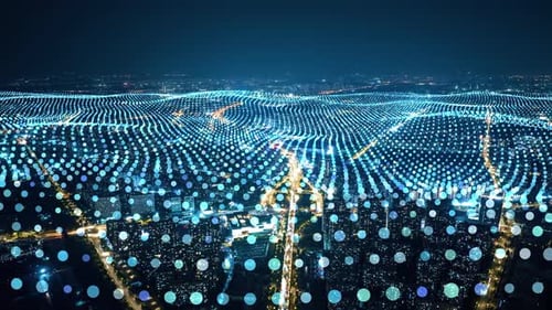 smart Connected city skyline. Futuristic network concept, city Technology