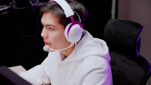 Excited Gamer Reacting to Online Game