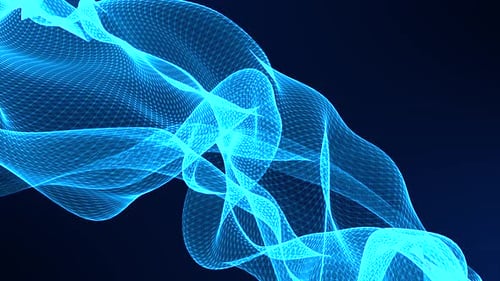 Abstract Glowing Blue Wireframe Wave Animation