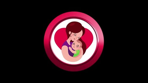 Animated 3D Icon of Mother and Child with Heart
