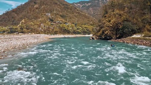 River Rafting Drone Shot