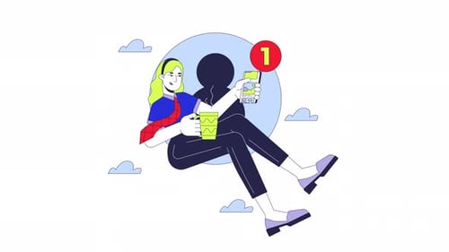 Animación 2D de notificación de un mensaje nuevo