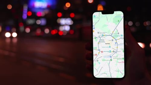 Map Of Aachen, Germany On Phone Screen