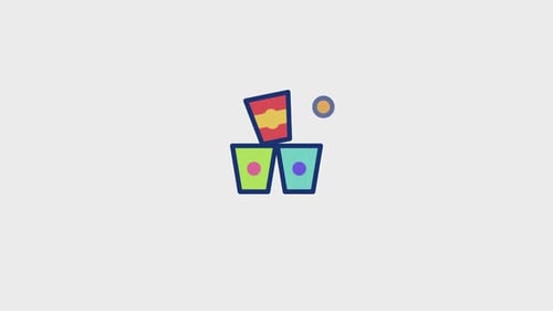 Animated Stacking Cups with Bouncing Ball Icon