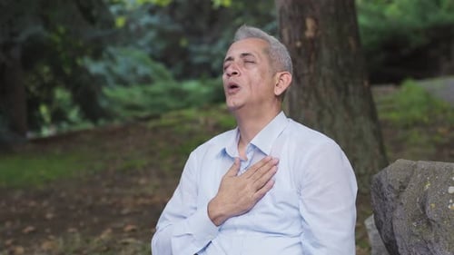Man with lung problem is experiencing shortness of breath.