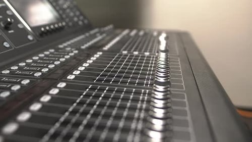 Mixing Console with Display and Faders for Sound Processing