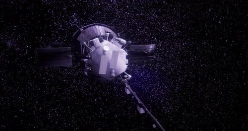 Spacecraft Flying Through Starry Space