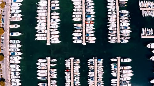 Various Boats At The Harbor Aerial