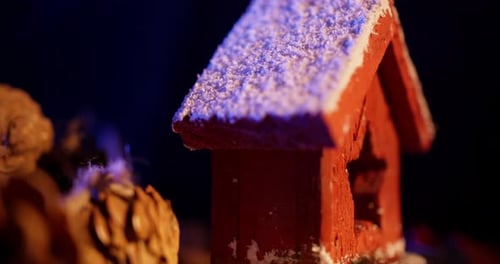 Christmas House Decoration Against Dark Background