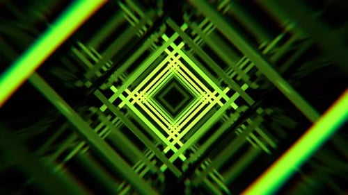 Hellgrüner Neonpuls-Quadrattunnel-Hintergrund Vj Loop I 4K