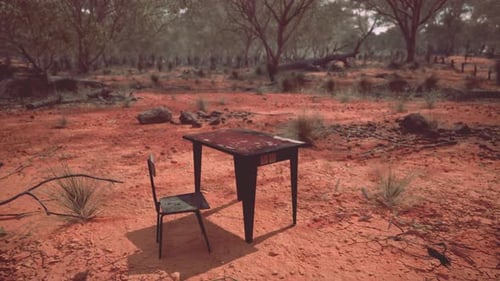 Old Ruster Metal Table in Desert