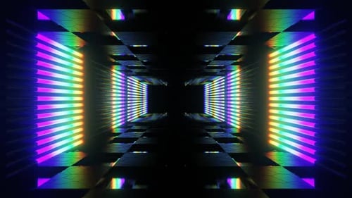 Rainbow Neon Stroboscope Room Background Vj Loop In HD