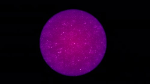 Abstract Purple Glowing Sphere with Shimmering Particles Loop