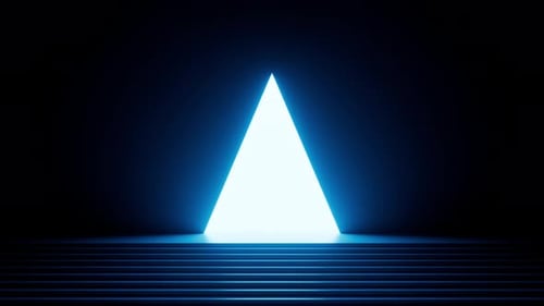 Triangle of light appears in the dark room with steps.
