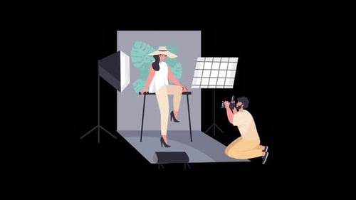 Fashion Photoshoot in Studio: Professional Model Posing for Photographer